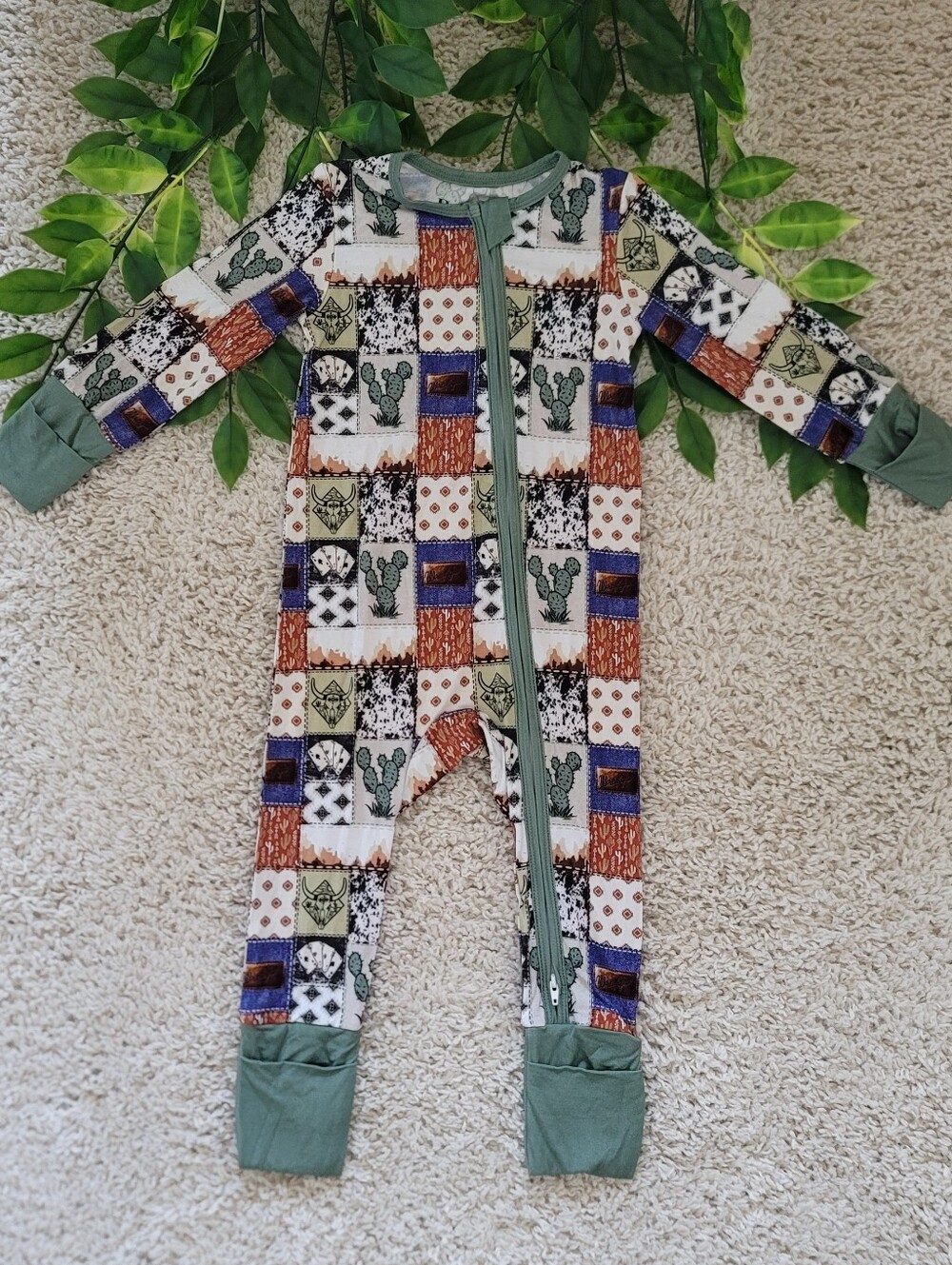 Toddler Boy Western Patchwork Sleeper (3T)